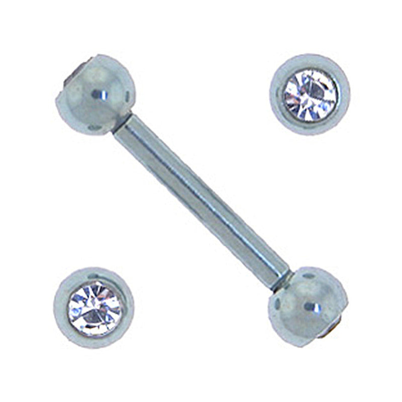 Solid Titanium Double Gem Light Purple Barbell 5/16-3mm