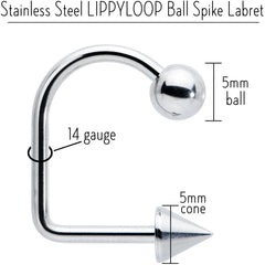 14G Stainless Steel LIPPYLOOP Ball Spike Labret