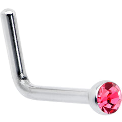 20G Stainless Steel Pink Gem Micro Nose Ring L-Shaped