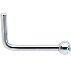20G Stainless Steel Aqua Gem Micro Nose Ring L-Shaped
