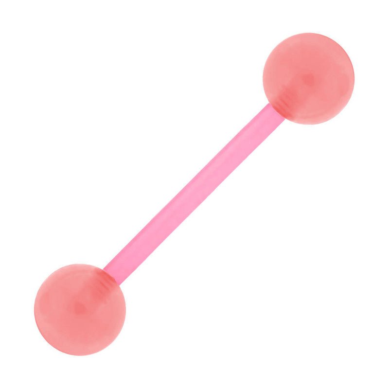 Bioplast Pink Glow In The Dark Barbell Tongue Ring