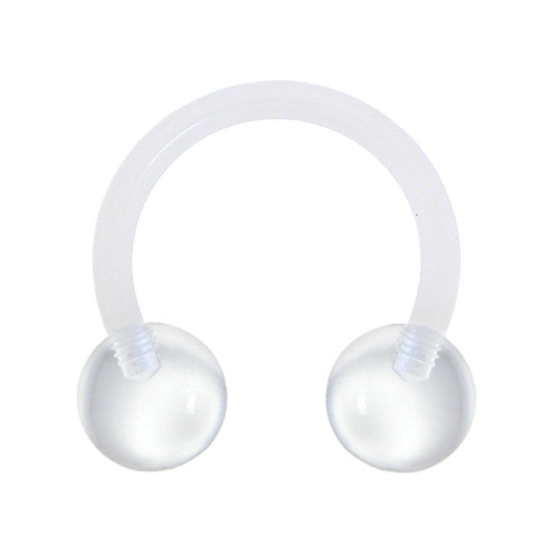 14G 3/8 Bioplast Cool Clear Horseshoe Circular Barbell