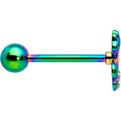 Rainbow Titanium Anodized 3-D Dragon  Barbell Tongue Ring