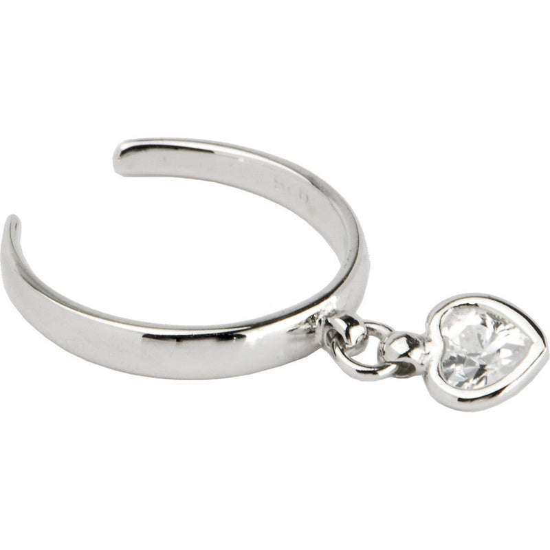Sterling Silver 925 Cubic Zirconia Dangling Heart Toe Ring