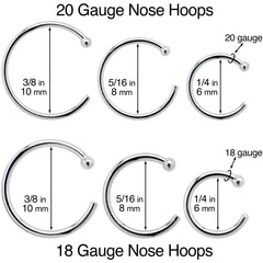 20G 5/16 Solid 18K White Gold Nose Hoop