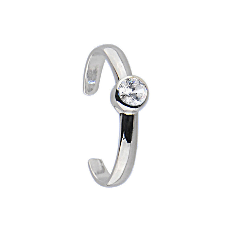 Sterling Silver 925 Cubic Zirconia Glamour Solitaire Toe Ring