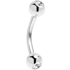 Solid 14k White GOLD Cubic Zirconia Eyebrow Ring 16G 5/16