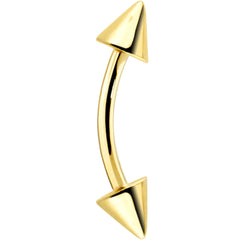 Solid 14k Yellow GOLD CONE Eyebrow Ring 16G 5/16 3mm