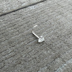 Sterling Silver 925 Clear CZ Heart Nose Ring