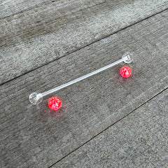 Pregnant Belly Button Ring Clear and Pink Glitter Pack Set