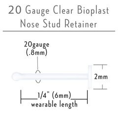 20G Clear Flat Bioplast Nose Retainer