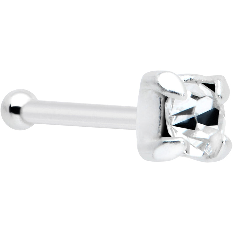 Sterling Silver 2mm Clear Nose Bone Created with Crystals