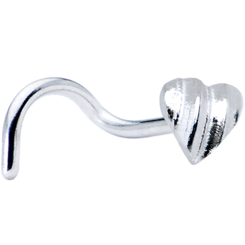 Sterling Silver Striped Heart Nose Ring