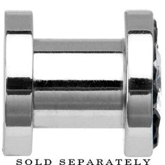 2G Stainless Steel Black Clear CZ Screw Fit Tunnel