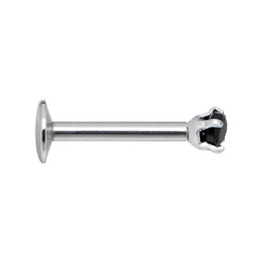 16G Black 2mm Gem Internally Threaded Labret Monroe Tragus