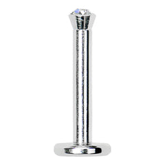 16G Clear 2mm Gem Internally Threaded Labret Monroe Tragus