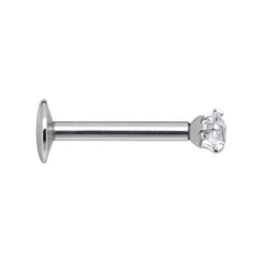 16G Clear 3mm Square Gem Internally Threaded Labret Monroe Tragus