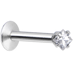 16G Clear 3mm Square Gem Internally Threaded Labret Monroe Tragus