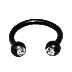 16G 5/16 Clear Gem Black Anodized Horseshoe Circular Barbell