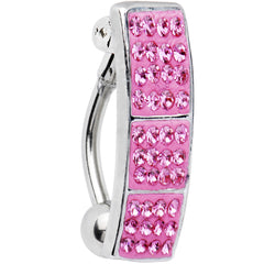 Top Mount Pink Lustrous Crystal Belly Ring