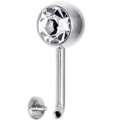 14G 8mm Clear Gem Vertical Hood Piercing -3/8 2mm Rise