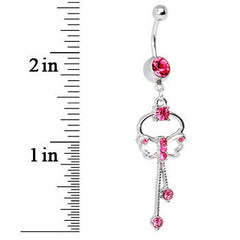 Butterfly Wishes Pink CZ Belly Ring