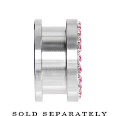 5/8 Stainless Steel Pink Gem Screw Fit Tunnel