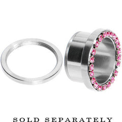 5/8 Stainless Steel Pink Gem Screw Fit Tunnel