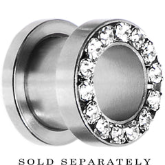 00G Stainless Steel Clear Gem Screw Fit Tunnel