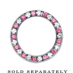 7/8 Stainless Steel Pink Clear Gem Screw Fit Tunnel