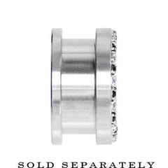 18mm Stainless Steel Black Clear Gem Screw Fit Tunnel
