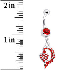 Red Gem Dynamic Heart Belly Ring