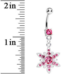 Pink CZ Spectacular Flower Belly Ring