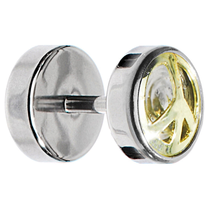 Anodized Titanium Gold Peace Sign Cheater Plug