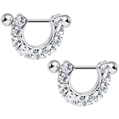 14G 5/8 Clear Gem Flirtatious Flair Nipple Shield Set