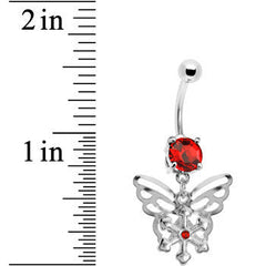 Ruby Red Gem Encompass Butterfly Belly Ring
