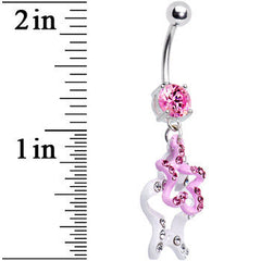 Pink Gem Dual Star Belly Ring