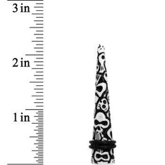00G Black White Resin Native Skull Taper