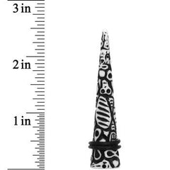 9/16 Black White Resin Native Skull Taper