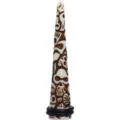 00G Brown White Resin Native Skull Taper
