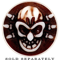 2G Brown White Resin Skull Saddle Plug