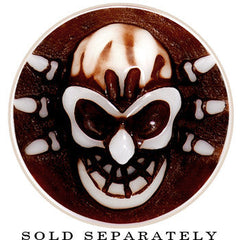 0G Brown White Resin Skull Saddle Plug