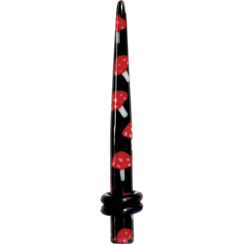6G Black Red Mushroom Acrylic Ear Taper