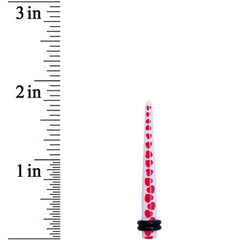 4G White Red Heart Acrylic Ear Taper