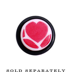 0G White Red Heart Acrylic Ear Taper