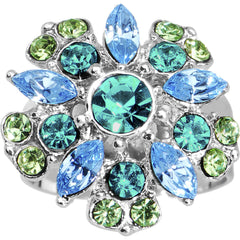 Blue Green Erotic Flower Adjustable Ring