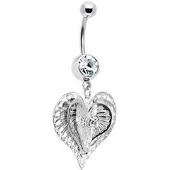Clear Gem Love at First Sight Heart Belly Ring