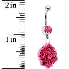 Pink Gem Exotic Flower Belly Ring