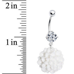 Crystalline Gem Full Bloom Shell Flower Belly Ring