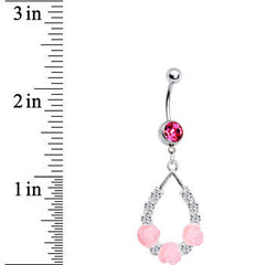 Pink Gem Elegant Blossoms Flower Belly Ring